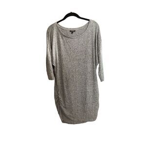 Express women’s heather, gray, short sleeve ruched sides, sweater S/M